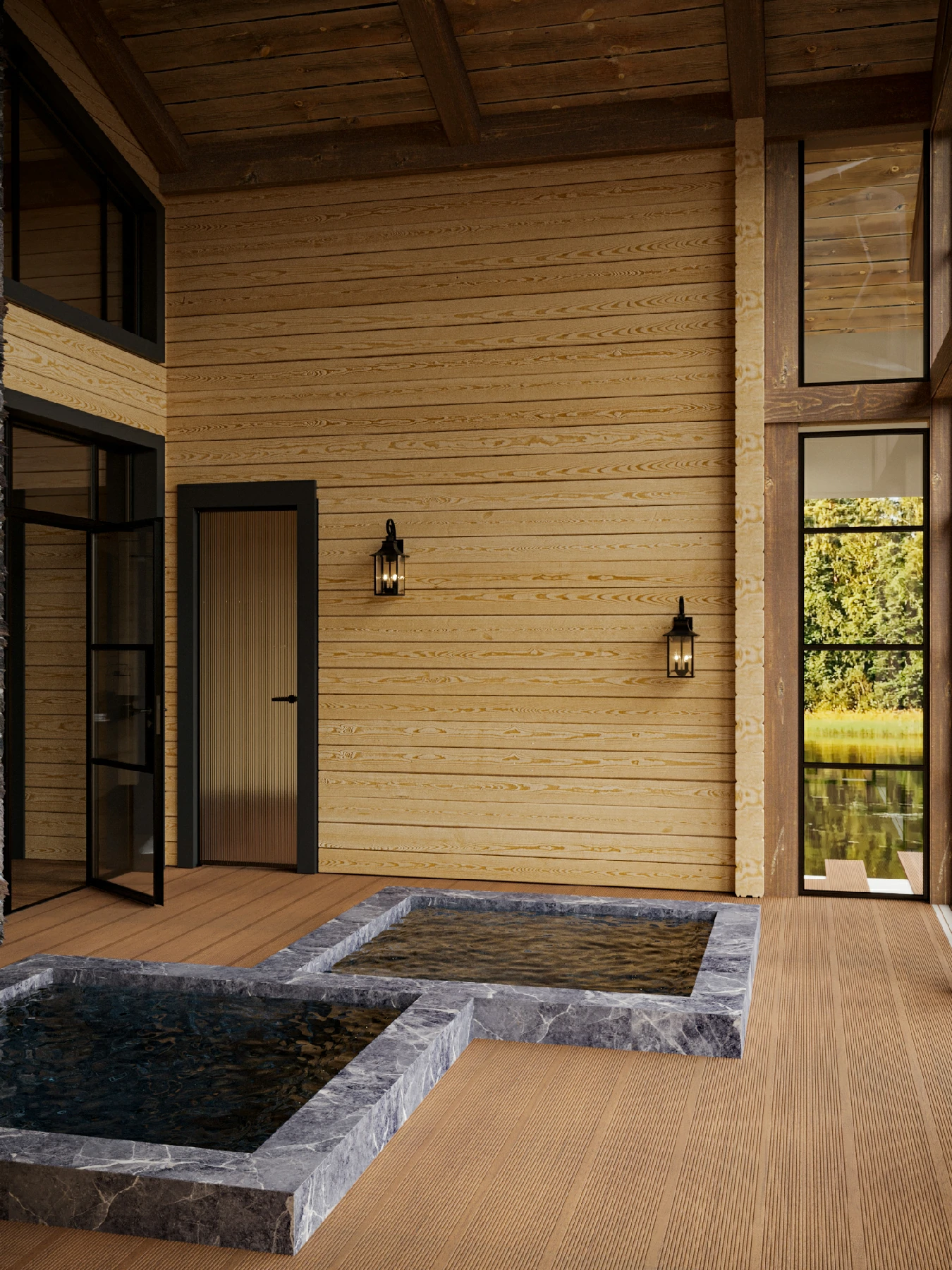 Уединённый дом у озера