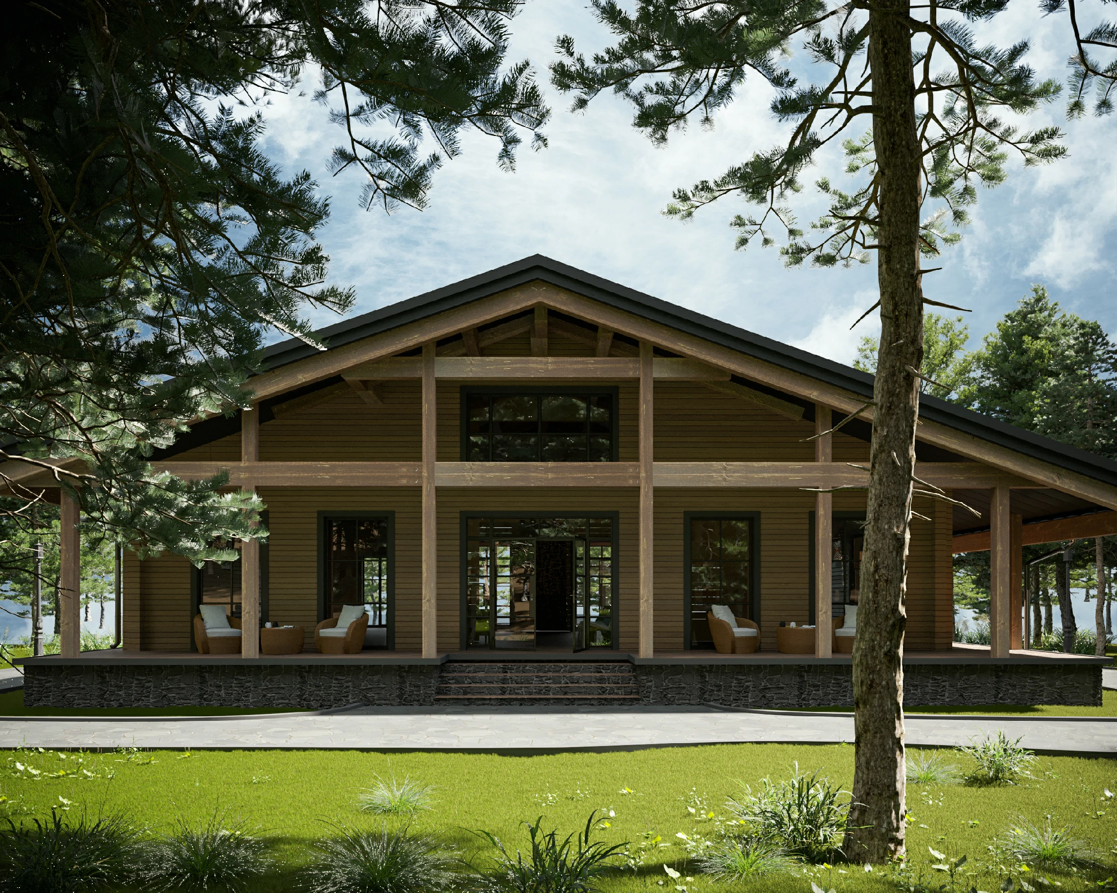 Уединённый дом у озера